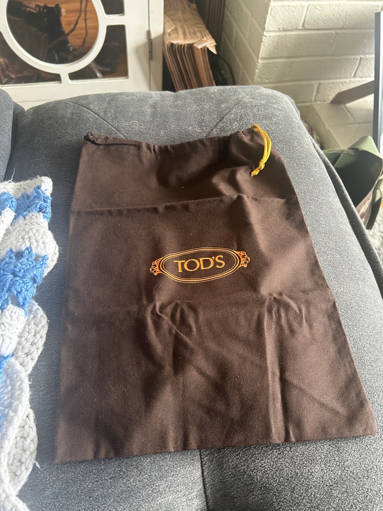 Tod's Large Brown Dust Bag With Gold Drawstring